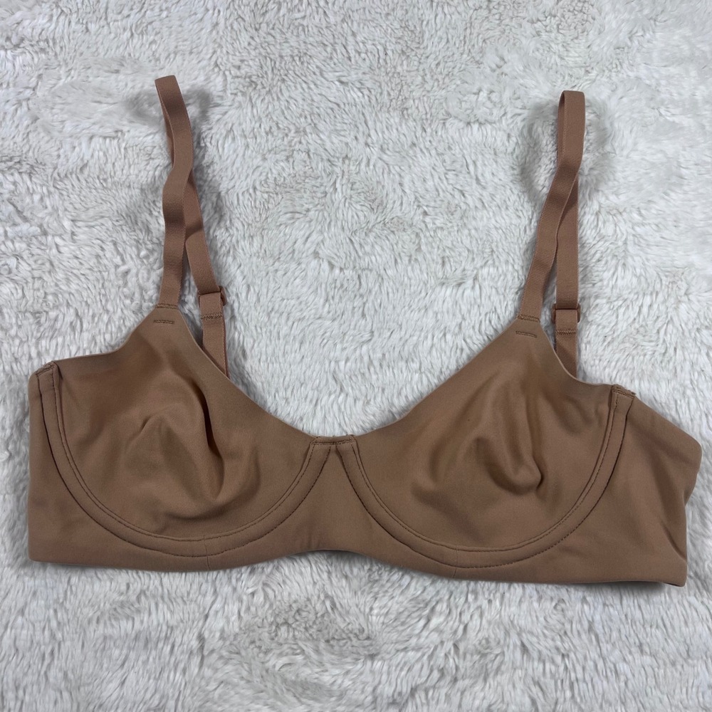 Skims Fits Everybody Unlined Underwire Bra Clay Brown Size 32B High Stretch NWT